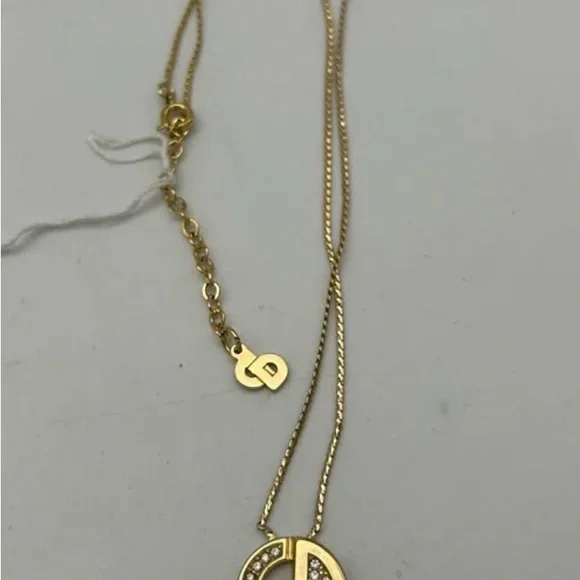 Vintage Dior Gold-overlay Crystal 'CD' Circle Pendant Necklace - Picture 4 of 7